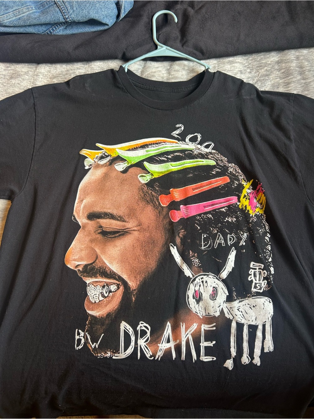 Black Graphic Rapper Portrait Tee - Black